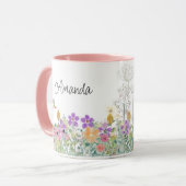 ワイルドフラワーと緑のフローラコーヒー マグカップ (正面左)