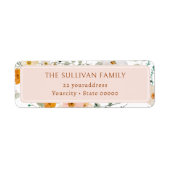 ワイルドフラワーと緑の差出人住所ラベル ラベル (正面)