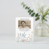 ワイルドフラワーと草正統の葬儀祈りの言葉カード プレイスカード (スタンド正面)