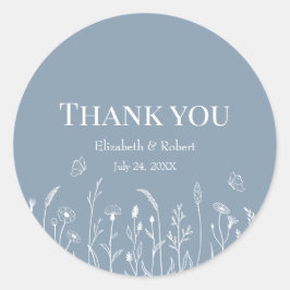 ワイルドフラワーと蝶ありがとうステッカー ラウンドシール