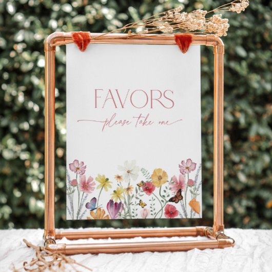 ワイルドフラワーと蝶が開花好き 台座サイン