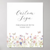 ワイルドフラワーと蝶のカスタムサイン ポスター (正面)