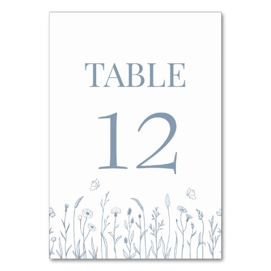 ワイルドフラワーと蝶のテーブル番号カード テーブルナンバー (正面)
