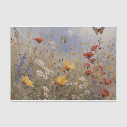 ワイルドフラワーと蝶のデコページ 薄葉紙 (正面)