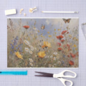 ワイルドフラワーと蝶のデコページ 薄葉紙 (クラフト)