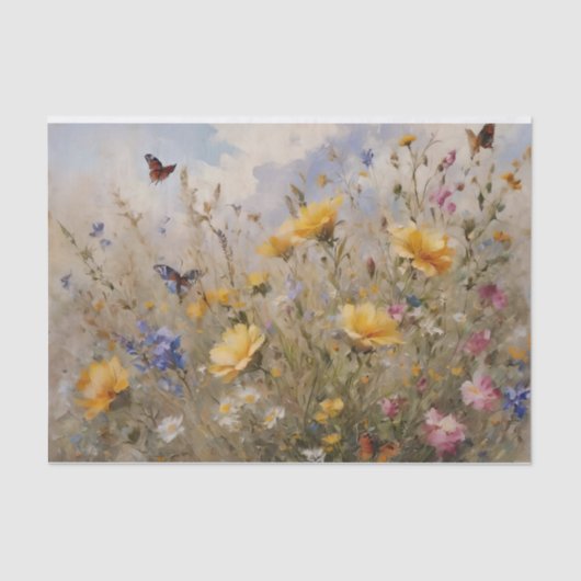ワイルドフラワーと蝶のデコページ 薄葉紙 (正面)
