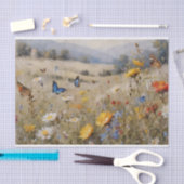 ワイルドフラワーと蝶のデコページ 薄葉紙 (クラフト)