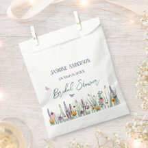 ワイルドフラワーと蝶のブライダルシャワーの好意バ