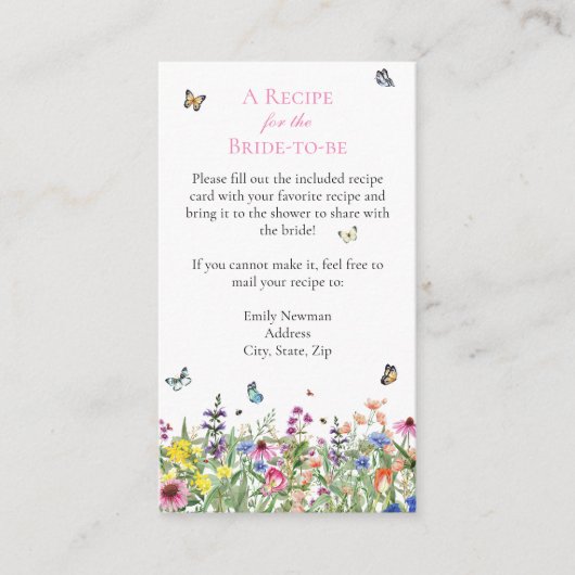 ワイルドフラワーと蝶のレシピリクエスト エンクロージャーカード (正面)