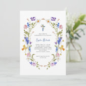 ワイルドフラワーと蝶の写真の確認 招待状 (スタンド正面)