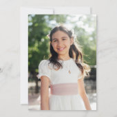 ワイルドフラワーと蝶の写真最初の聖餐会 招待状 (裏面)