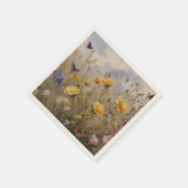 ワイルドフラワーと蝶の紙ナプキン スタンダードカクテルナプキン (角)