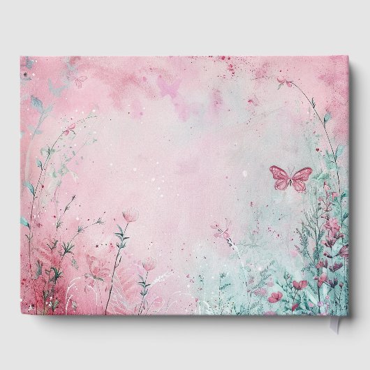 ワイルドフラワーと蝶の結婚カスタマイズ可能 ゲストブック (裏面)