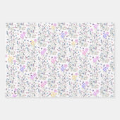 ワイルドフラワーと蝶の花園 ピンク ラッピングペーパーシート (正面3)