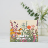 ワイルドフラワーと蝶の誕生日 ポストカード (スタンド正面)