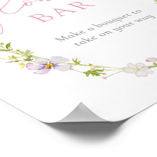 ワイルドフラワーと蝶フラワーブーケバー標識 ポスター (角)