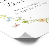 ワイルドフラワーと蝶フラワーブーケバー標識 ポスター (角)