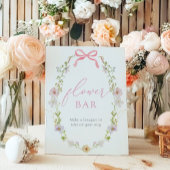 ワイルドフラワーと蝶フラワーブーケバー標識 ポスター