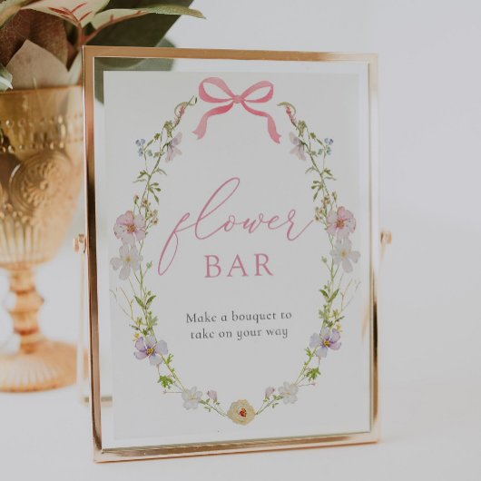 ワイルドフラワーと蝶フラワーブーケバー標識 ポスター