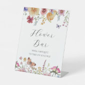 ワイルドフラワーと蝶フラワーブーケバー標識 台座サイン (正面)