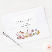 ワイルドフラワーと蝶ベビーシャワーメッセージカード スクエアシール (封筒)