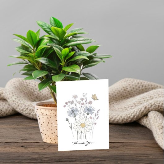 ワイルドフラワーと蝶 サンキューカード
