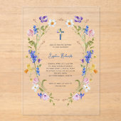 ワイルドフラワーと蝶 | フォトバックバプテスマ アクリル招待状 (正面)