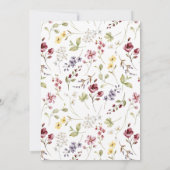 ワイルドフラワーと金ゴールドオーバルベビーシャワー 招待状 (裏面)