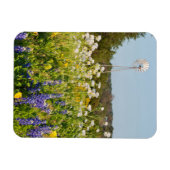 ワイルドフラワーと風車テキサス州ヒルカントリー マグネット (横)