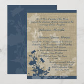 ワイルドフラワーと麻の結婚式 招待状 (正面/裏面)