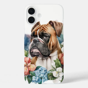 ワイルドフラワーに登場する可愛いボクサーの子犬 iPhone 16 PLUSケース