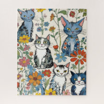 ワイルドフラワーのかわいい猫イラストフローラ