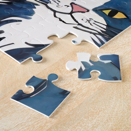 ワイルドフラワーのかわいい猫イラストフローラ ジグソーパズル (側面)