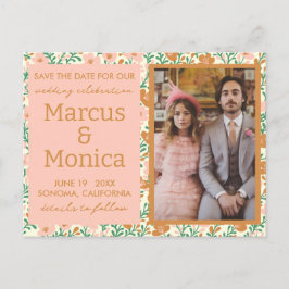 ワイルドフラワーのつる植物カスタムの写真日付を保存 ポストカード