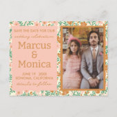 ワイルドフラワーのつる植物カスタムの写真日付を保存 ポストカード (正面)