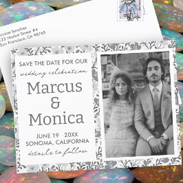 ワイルドフラワーのつる植物カスタムの写真日付を保存 ポストカード