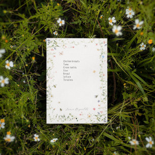 ワイルドフラワーのまわりにモノグラムパーソナライズされた ポストイット