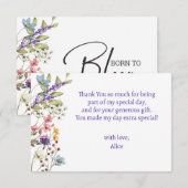 ワイルドフラワーのように咲く子供の誕生日 サンキューカード (正面/裏面)