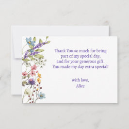 ワイルドフラワーのように咲く子供の誕生日 サンキューカード