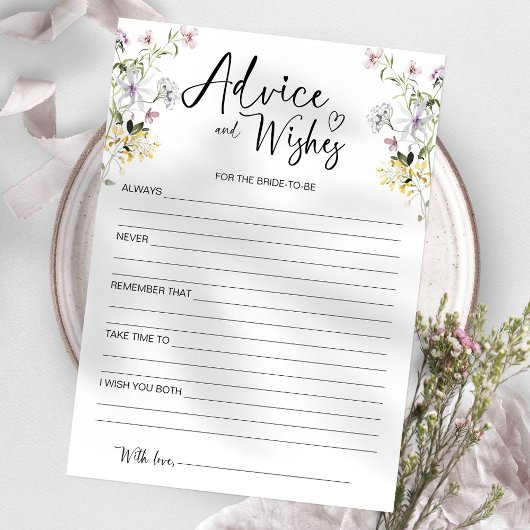 ワイルドフラワーのアドバイスと花嫁カードの願い 招待状