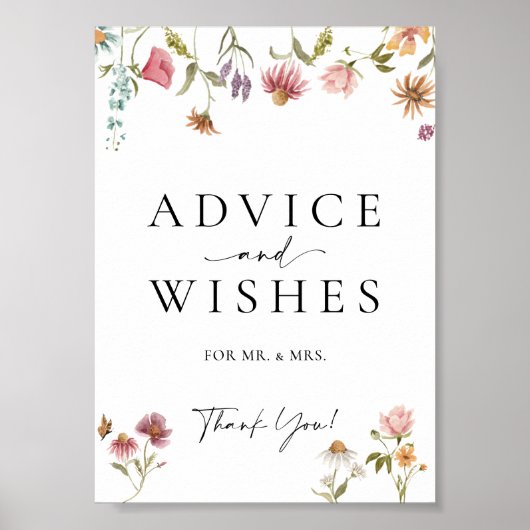 ワイルドフラワーのアドバイスと願い結婚のサイン ポスター (正面)