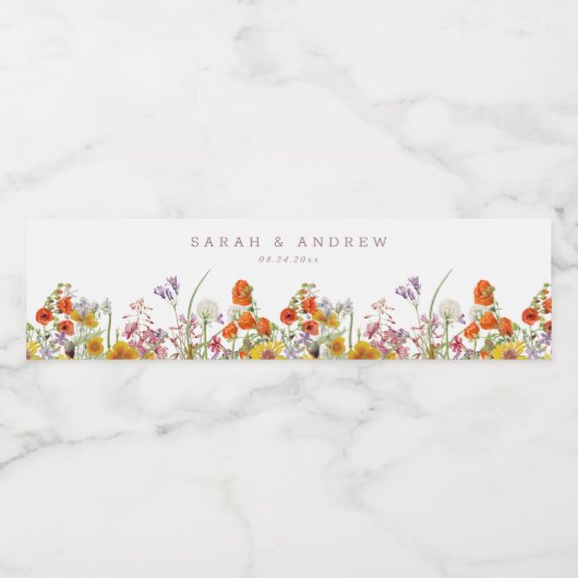 ワイルドフラワーのウォーターボトルラベル – 結婚式花 ペットボトルラベル (シングルラベル)