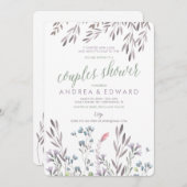 ワイルドフラワーのカップル結婚がシャワーを浴びるサラ 招待状 (正面/裏面)