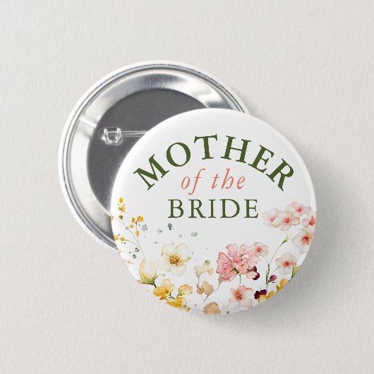 ワイルドフラワーのカラフルでかわいいパーティー 缶バッジ (正面&裏面)