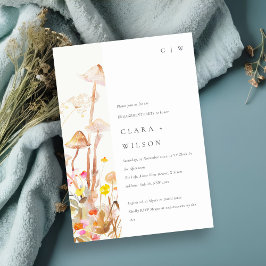 ワイルドフラワーのキノコ 秋の植物エンゲージメント 招待状