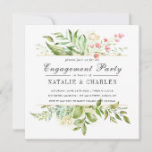 ワイルドフラワーのグリーンフォリアージナルウェディングパーティー 招待状 (正面)