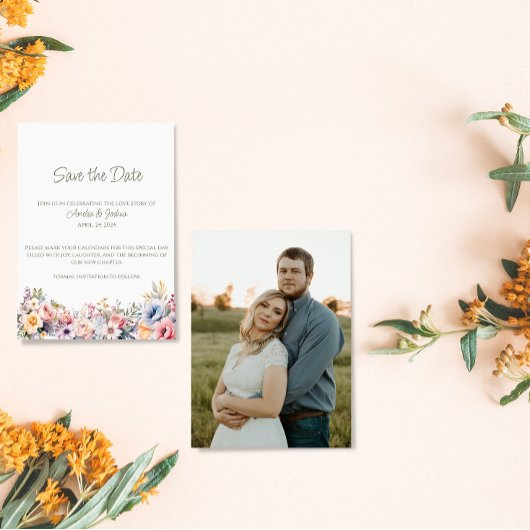 ワイルドフラワーのコテージの写真Save the Date Card セーブザデート