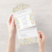 ワイルドフラワーのシンプルガーデンウェディング オールインワン招待状 (貼ってはがせる)
