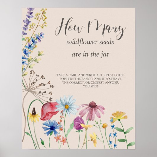 ワイルドフラワーのチャームは、どのくらいの赤ちゃんシャワーのサインを推測 ポスター (正面)