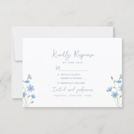 ワイルドフラワーのツルニチニチソウの結婚式RSVPカード 出欠カード